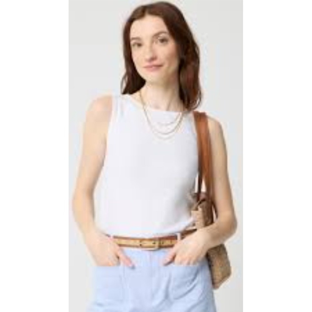J.Crew Essential Tank White Sleeveless Crew Neck Top CQ464 Size S NWT $40